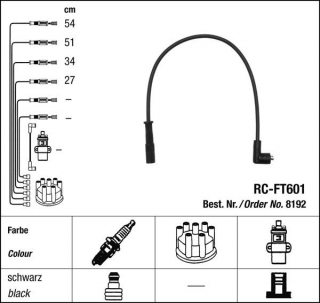Zapalovací kabely NGK Fiat Punto (Typ176) 1.2 (10.93-03.97) RC-FT601 8192 (sada)