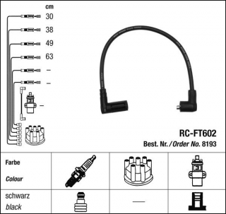Zapalovací kabely NGK Fiat Punto (Typ176) 1.6 (04.94-10.97) RC-FT602 8193 (sada)