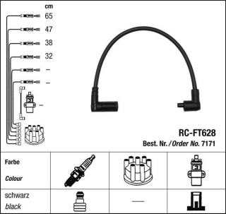 Zapalovací kabely NGK Fiat Punto (Typ176) 1.6 (04.94-10.97) RC-FT628 7171 (sada)