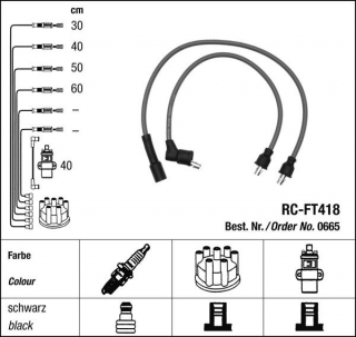 Zapalovací kabely NGK Fiat Regata 1.5 (02.84-08.86) RC-FT418 665 (sada)