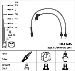 Zapalovací kabely NGK Fiat Regata 1.6 (09.86-06.89) RC-FT415 661 (sada)