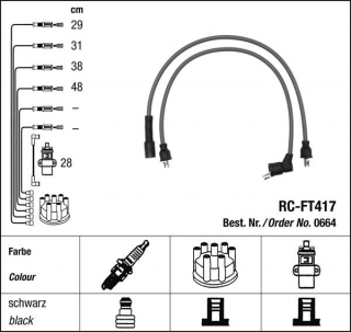 Zapalovací kabely NGK Fiat Ritmo 1.3 (06.78-09.82) RC-FT417 664 (sada)