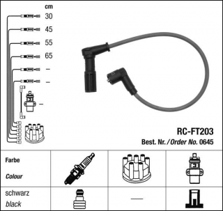 Zapalovací kabely NGK Fiat Tempra 1.6 (07.93-07.96) RC-FT203 645 (sada)