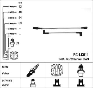Zapalovací kabely NGK Fiat Tempra 1.8 (07.93-07.96) RC-LC611 8529 (sada)