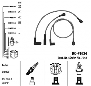 Zapalovací kabely NGK Fiat Tipo 1.4 (03.88-10.92) RC-FT634 7242 (sada)