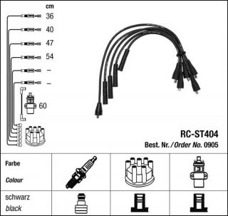 Zapalovací kabely NGK Fiat Uno 0.9 (04.84-08.87) RC-ST404 905 (sada)