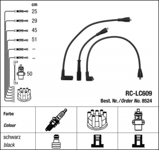 Zapalovací kabely NGK Fiat Uno 1.3 (02.84-08.87) RC-LC609 8524 (sada)