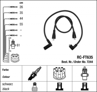 Zapalovací kabely NGK Fiat Uno 1.4 Turbo iE (01.92-12.94) RC-FT635 7244 (sada)