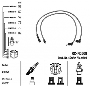 Zapalovací kabely NGK Ford Consul 2.5 (02.72-08.75) RC-FD508 603 (sada)