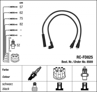 Zapalovací kabely NGK Ford Cortina 2.0 (09.76-08.79) RC-FD825 8569 (sada)