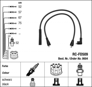 Zapalovací kabely NGK Ford Escort 1.6 (12.84-02.86) RC-FD509 604 (sada)