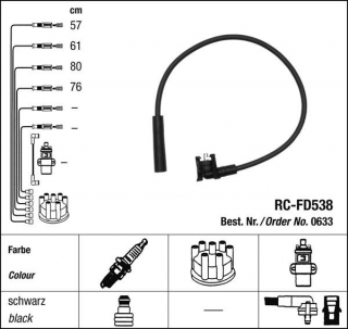 Zapalovací kabely NGK Ford Fiesta 1.3 (10.89-12.92) RC-FD538 633 (sada)