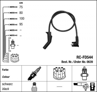 Zapalovací kabely NGK Ford Fiesta 1.3 (11.97-10.98) RC-FD544 639 (sada)