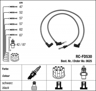 Zapalovací kabely NGK Ford Granada 2.3 (06.77-08.85) RC-FD530 625 (sada)