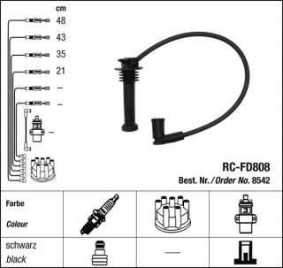 Zapalovací kabely NGK Ford Maverick 2.0 (02.01-) RC-FD808 8542 (sada)