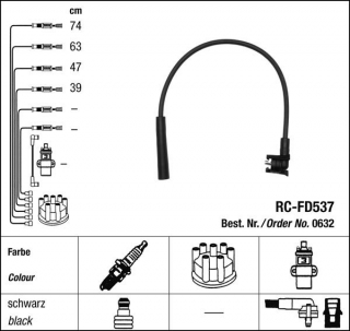 Zapalovací kabely NGK Ford Orion 1.4 (08.90-08.93) RC-FD537 632 (sada)
