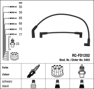 Zapalovací kabely NGK Ford Probe 3.0 (06.89-05.92) RC-FD1202 5403 (sada)