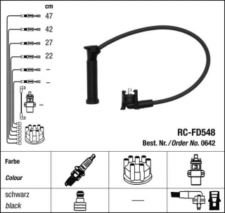 Zapalovací kabely NGK Ford Puma 1.7 (09.98-05.02) RC-FD548 642 (sada)