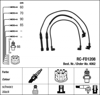 Zapalovací kabely NGK Ford Scorpio 2.0 (10.94-08.99) RC-FD1208 4062 (sada)