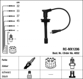Zapalovací kabely NGK GAZ (Volha) 3102-31029 2.5 Gazel 16V (01.93-) RC-MX1206 4052 (sada)