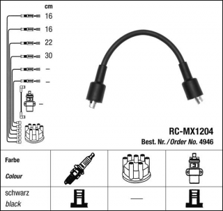 Zapalovací kabely NGK GAZ (Volha) Gazel 2.4 Gazel (10.93-08.01) RC-MX1204 4946 (sada)