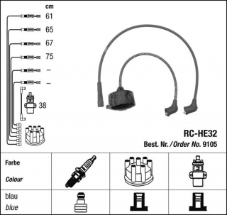Zapalovací kabely NGK Honda Accord 1.6 GL (01.78-12.78) RC-HE32 9105 (sada)
