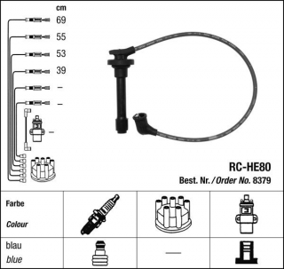 Zapalovací kabely NGK Honda Accord 2.0 (01.93-12.95) RC-HE80 8379 (sada)