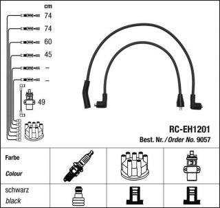 Zapalovací kabely NGK Honda Civic 1.5 (10.84-12.87) RC-EH1201 9057 (sada)