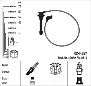 Zapalovací kabely NGK Honda Civic 1.6 VTi Vtec (01.92-03.01) RC-HE57 8610 (sada)