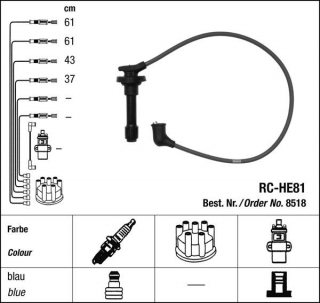 Zapalovací kabely NGK Honda Concerto 1.6 (08.89-03.95) RC-HE81 8518 (sada)