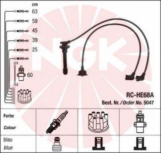 Zapalovací kabely NGK Honda Inspire 2.0 () RC-HE68A 5047 (sada)