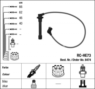 Zapalovací kabely NGK Honda Logo 1.3 SE (04.99-11.01) RC-HE73 8474 (sada)