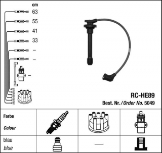 Zapalovací kabely NGK Honda Torneo 2.0 () RC-HE89 5049 (sada)