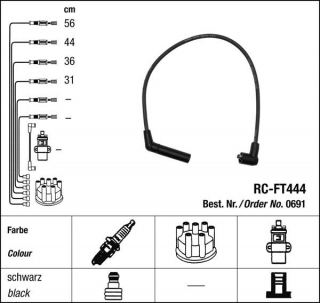 Zapalovací kabely NGK Hyundai Accent 1.3 (09.94-08.99) RC-FT444 691 (sada)