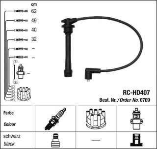 Zapalovací kabely NGK Hyundai Elantra 1.6 (06.95-05.00) RC-HD407 709 (sada)