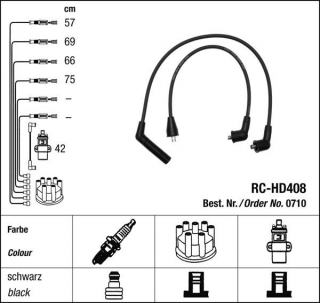 Zapalovací kabely NGK Hyundai Excel 1.5 (09.89-08.94) RC-HD408 710 (sada)