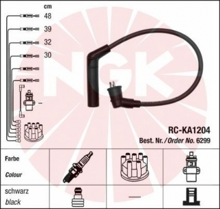 Zapalovací kabely NGK Hyundai I10 1.1 (01.08-) RC-KA1204 6299 (sada)