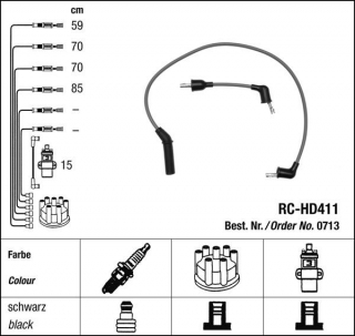 Zapalovací kabely NGK Hyundai Sonata 1.8 (01.93-01.96) RC-HD411 713 (sada)