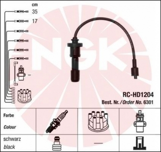 Zapalovací kabely NGK Hyundai Sonata 2.0 (06.01-11.04) RC-HD1204 6301 (sada)