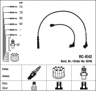 Zapalovací kabely NGK Isuzu Campo 2.0 (06.85-03.88) RC-IE42 9248 (sada)