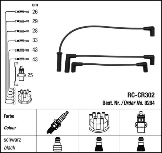 Zapalovací kabely NGK Jeep Wrangler 4.0 (12.91-09.06) RC-CR302 8284 (sada)