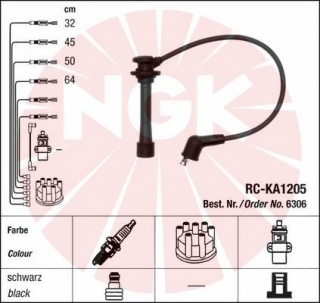 Zapalovací kabely NGK Kia Clarus 2.0 (03.99-10.00) RC-KA1205 6306 (sada)