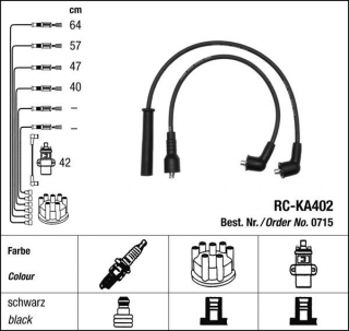 Zapalovací kabely NGK Kia Pride 1.3 (05.94-05.97) RC-KA402 715 (sada)