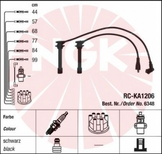 Zapalovací kabely NGK Kia Sedona 2.5 (01.02-11.05) RC-KA1206 6348 (sada)