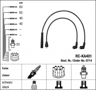 Zapalovací kabely NGK Kia Sephia 1.6 (05.93-02.96) RC-KA401 714 (sada)
