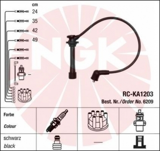 Zapalovací kabely NGK Kia Shuma 1.6 (04.01-06.05) RC-KA1203 6209 (sada)