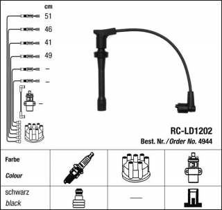 Zapalovací kabely NGK Lada 111(VAZ2111) 1.5 (02.01-) RC-LD1202 4944 (sada)