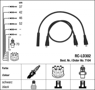 Zapalovací kabely NGK Lada Forma 1.5 (03.92-05.95) RC-LD302 7104 (sada)