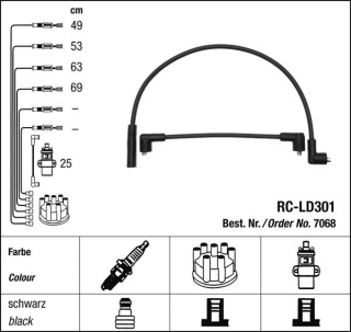 Zapalovací kabely NGK Lada Samara 1.5 (05.86-05.95) RC-LD301 7068 (sada)