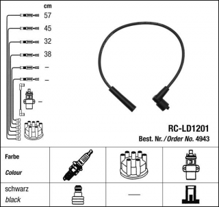 Zapalovací kabely NGK Lada Samara 1.5 2115i (01.00-) RC-LD1201 4943 (sada)
